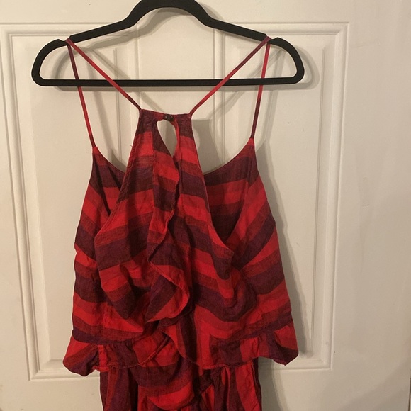 Anthropologie Amadi Melia Striped Linen Shorts Romper Jumper - Picture 8 of 14